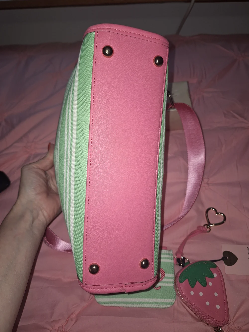 EXCLUSIVE Juicy Couture Pink & Mint Cherry-Strap Satchel Matching Wallet